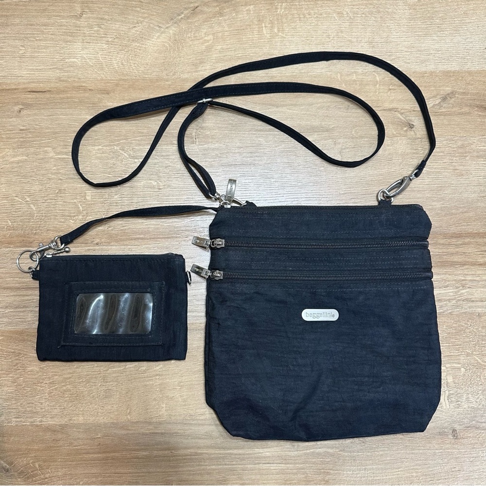 Baggallini Comrade 3 Zippered Handbag Black Travel‎